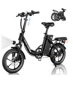 Windhorse Folding Electric Bike with 350W High Speed Motor, 36V 8AH Battery, 40 KM/H Speed, 35 KM Range, Dual Disk Brakes, Carbon Alloy Frame and 16 Inches Tires, Portable Electric Bike with Dual Seat