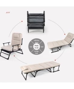 XiuWoo Portable Folding Camping Bed for Adults w/Mattress Adjustable 6-Position Cots for Sleeping Heavy Duty Single Guest Bed Outdoor Patio Chaise Lounge Chair, Dark Gray