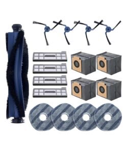 XICEN 17PCS Spare Parts Compatible with eufy X10 Pro Omni Robot Vacuums Replacement Parts, 4 Dust Bags, 4 Washable Vacuum Mop Cloths, 4 Side Brushes, 4 HEPA Filters, 1 Main Brush, X10 Pro Omni Accessories