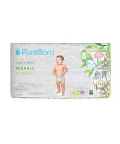 PureBorn Organic Bamboo Eco-Friendly Tape Style Diapers Leopard Print Size 5 With Wetness Indicator 88 Diapers
