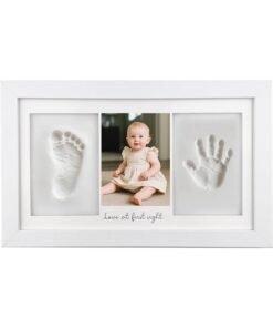 meayul Baby Hand and Foot Casting Kit, Keepsake Frame for Newborn Boys and Girls, Non-Toxic Clay Baby Picture Frame, Great for Baby Shower Gifts & Nursery Decor, Ideal Baby Handprint and Footprint Maker Kit for Boys and Girls