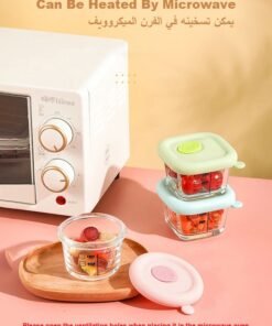 Jourvent 3 PCS Square Baby Food Containers, Reusable Infant Food Storage Jars, Small Snack Container with Lids for Infant & Babies, Microwave & Dishwasher Friendly