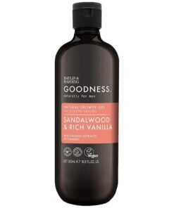 Baylis & Harding Goodness Sandalwood and Vanilla Shower Gel for Men, 500ml | Plant-Based Body Wash | Vegan and Cruelty-Free | Soothing and Moisturising Formula with Essential Oils