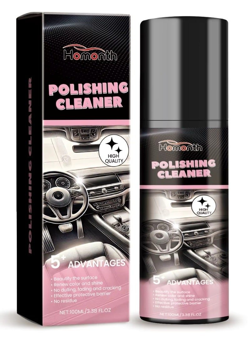 Homonth Polishing Cleaner Liquid 100ml Car Dashboard Polishing Care Wax Spray, Car Dashboard Care, Car Interior Plastic Door Dashboard Parts Restore Polishing Agent Wax, Interior Car Spray Cleaner
