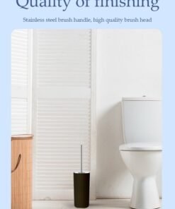 DUNISO 8 pieces of Bathroom accessories set ,plastic gift set, corrugated round electroplating bathroom set, with lotion bottle, toothbrush cup, mouthwash cup, soap tray, toilet brush, trash can, cotton swab box and tray (black) - Image 4