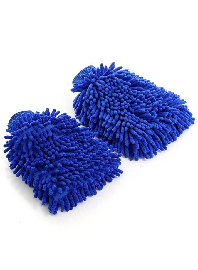 Car Cleaning Gloves Car Wash Mitts Soft Double Sided Car Cleaning Glove Blue