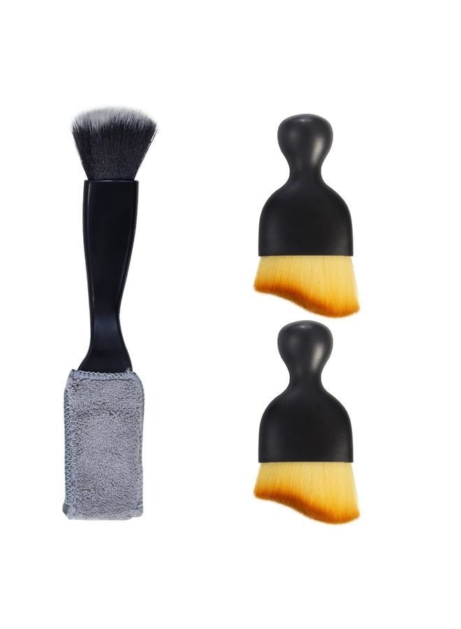 HOMESTAR 3 PCS Car Interior Detail Dust Brush,Soft Car Interior Detailing Kit Tools,Dash Duster Brush for Auto,Truck,SUV,RV Interior Cleaning