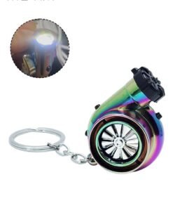 Motim LED Turbo Keychain, Unique Shape, Sound and LED Light, Battery Powered, Metal Electric Electronic Car Flashlight Keychain Pendant for Car Key, Car Decorations Perfect Gifts