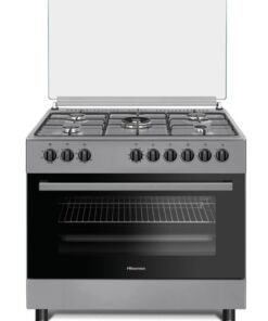 Hisense 90 cm Freestanding Gas Cooker With Dual Fan, 110 Liters AirFry function, Pizza function, Mate enameled Pan Support, Double fan in oven, One Hand Ignition, Stainless Steel, 1 Year Warranty HGI9B20S Grey