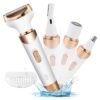 DMG TECH 4 in 1 Electric Razor for Women Bikini Trimmer, Women's Shaver Cordless Wet and Dry, Shaver for face, Legs and underarms, Replaceable Trimmer Head, USB Rechargeable
