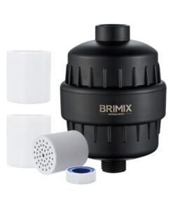 BRIMIX 20-Stage Shower Water Filter System with 3 Replacement Cartridges - Anti Hair Loss and Prevents Dry Skin - Black(Up to 2 Years Use)