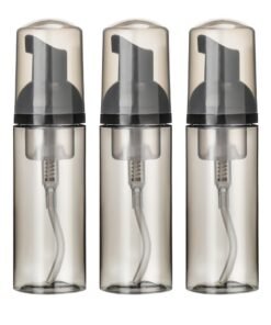 Loquat 3Pcs 2 OZ Travel Soap Foam Pump Bottles Travel Foaming Shampoo Dispenser for Cleaning Makeup (Black)