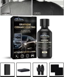 RAYHONG Graphene Ceramic Coating, New Plastics Parts Crystal Coatings Car High Gloss Protective Layer, Upgrade Crystals Coating For Cars Plastic Restorer Refurbish Agent, With Sponge*1, Towel*1, Gloves*2, Coated Cloth*2