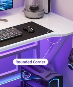 Alternative view of FAMAPY K Shape Gaming Desk  Computer Desk Writing Desk with Headphone Hook⋓ Holder for Home Office, White