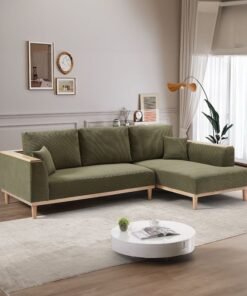 DANUBE HOME Orson Fabric Right Corner Sofa | Modern Design L Shape Corner Sofas | Comfortable Living Room Furniture L163xW92xH88cm - Olive