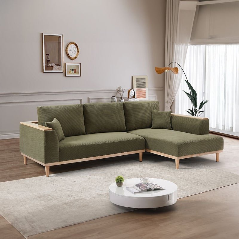 DANUBE HOME Orson Fabric Right Corner Sofa | Modern Design L Shape Corner Sofas | Comfortable Living Room Furniture L163xW92xH88cm - Olive