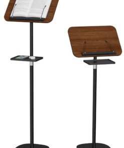 XiuWoo Floor Book Stand with Removable Tray, Wood Standing Book Stand for Reading, Height Adjustment 21-51 inch, Music Stand Cookbook Stand Textbook Stand Laptop Stand Book Holder for Display