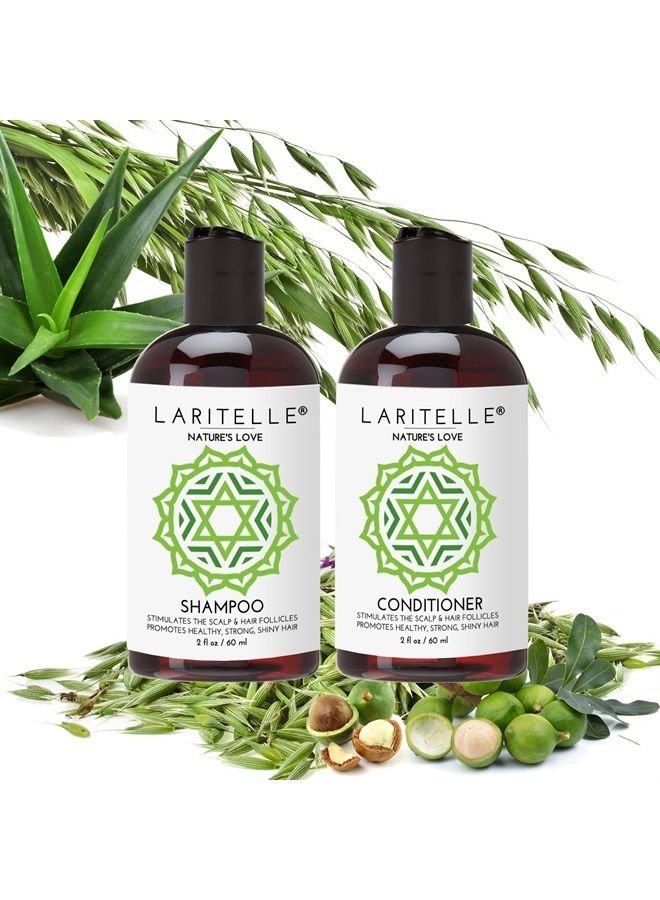 Laritelle Organic Travel Size Shampoo 2 oz + Travel Size Conditioner 2 oz | Organic Quinoa + Keratin + Follicle Stimulating Rosemary, Ginger & Grapefruit | NO GMO. Vegan