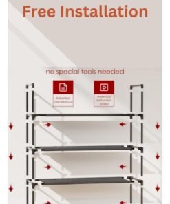 Shoes Rack with 5 Hooks Shoe Organizer Stackable Free Standing Shoe Storage Organizer Shelf for Sneakers Boots Long Shoe Storage for Entryway Garage Dorm and Small Spaces