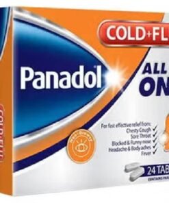 Panadol Cold and Flu All in One Chesty Cough Sore Throat Blocked and Runny Nose Body Pain Headache Fever Paracetamol 24 Tablet