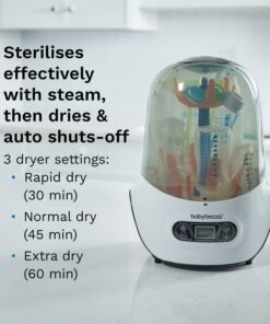 Baby Brezza 10 Minute Baby Bottle Sterilizer + Dryer - Superfast Electric Steam Sterilization - Universal Sterilizing for All Bottles, Pacifiers + Breast Pump Parts