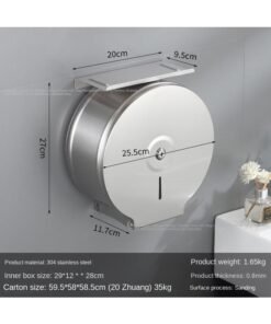 Bluejw 304 Stainless Steel Tissue Box Toilet Large Plate Hand Wipe Roll Paper Box Hotel Engineering Toilet Paper Hand Waterproof Paper Box
