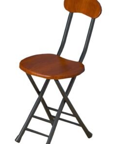 VITION Portable Folding Stool with Backrest, Counter Folding Stool, BarStool with Footrest, Breakfast Folding Chair Folding Stool for Kids Adult Kitchen Dorm Playroom Home Gardening (Brown/Black)