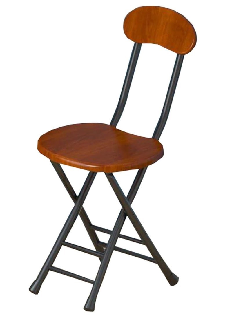 VITION Portable Folding Stool with Backrest, Counter Folding Stool, BarStool with Footrest, Breakfast Folding Chair Folding Stool for Kids Adult Kitchen Dorm Playroom Home Gardening (Brown/Black)