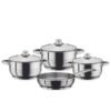 Prestige Stainless Steel 9 Piece Stockpot Cookware Set Stainless Steel