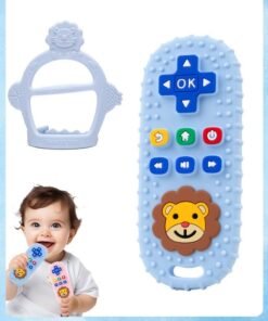 Sharpdo 2 Pieces Teething Toys for Babies, Baby Teether Chew Toys with Remote Control and Mitten Shape for Teething Relief, BPA Free