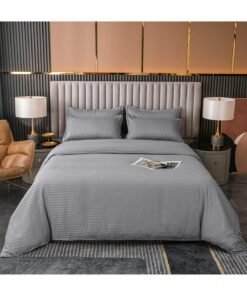 GOLDEN HOME 6 Piece King/Queen/Single size, striped pattern duvet cover set. set includes 1 Comforter Cover, 1 Fitted Bedsheet, 4 Pillowcases
