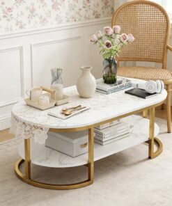 Sharpdo Modern Design Luxury Coffee Tables Living Room With Storage Round Marble Design Nightstands Wooden Mesas Bajas Home Furniture 100*50*45cm - Image 3