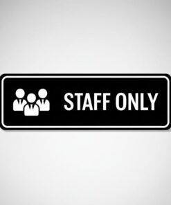 ACRYWOOD Staff Only Door Acrylic Sign board With White Text & Icon for Office, Hotel, Restaurant, Reception & Workplace Area – Self Adhesive Door Signage waterproof