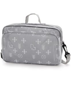 SYOSI Mini Diaper Bag, Small Crossbody Tote, Compact Stroller Caddy with Wipes Pocket & Adjustable Strap, for Baby Essentials, Short Trips, Outdoor Walks, Lightweight Nappy Organizer (28x18x10 cm, Gray)