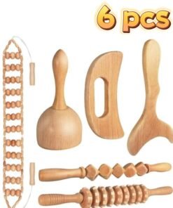 JoyousSto 6 in 1 Wood Therapy Massage Tools Massager Wooden Massager for Body Shaping Massage Tool Set Wood Therapy Tools for Relieving Muscle Pain Body Sculpting Tools Gua Sha