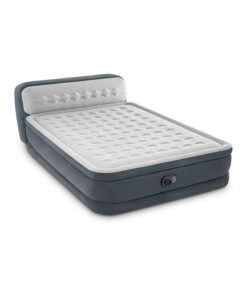 INTEX Inflatable Deluxe Queen Dura-Beam Series Headboard Airbed, Grey/White, 64448GB Plastic Grey