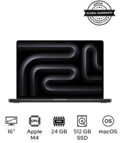 Apple MacBook Pro MX2X3 Liquid XDR Retina 16-Inch Display, M4 Pro Chip 14-Core CPU 20-Core GPU Processor/24GB RAM/512GB SSD/macOS(International Version) English Space Black