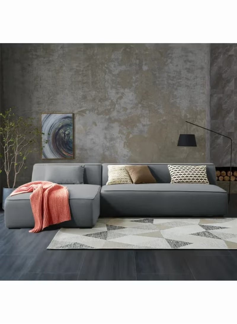 Al Zakharef Furniture Clarissa 3-Seater Luxury L-Shape Velvet Sofa with Free Pillows, Premium Wooden Frame, High-Density Seating Foam, Modern Corner Couch for Living Room Size L270 × W180 cm Colour Grey
