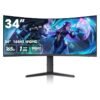 KOORUI 34-Inch VA WQHD Curved Gaming Monitor, 165Hz Refresh Rate, 21:9 Aspect Ratio, 1ms Refresh Rate, FreeSync/G-Sync Technology, VESA Compatible, DP1.2/DP1.4, Black | 34E6UC