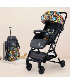 R for Rabbit Pocket Stroller Lite Baby Stroller, Portable Travel Friendly Pre Installed Baby Trolley Stroller & Pram for Newborn Babies of Age 0 to 3 Years | (Black Multi)