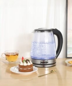 JoyousSto Premium Glass Electric Kettle, 1500w 2 Liter Water Boiler with LED Light , Easy to Clean & Use, Auto Shut-Off, Cool Touch Handle, Auto shutoff & boil dry protection. Perfect for tea and coffee Glass Black