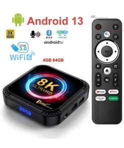 TV98 Smart TV Box Android 13.0 System 4G+64G Storage Dual WIFI6(2.4G/5G)+BT4.0 Support H.265/8K UHD Media Player