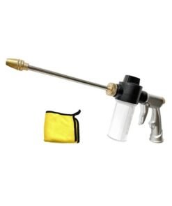 HOMESTAR High Pressure Foam Gun Car Wash Sprayer + Washing Towel, Heavy Duty Metal Garden Hose Nozzle with 100cc/3.5oz Plastic Soap Dispenser Bottle, For Gardening, Watering Plants, Floor Cleaning