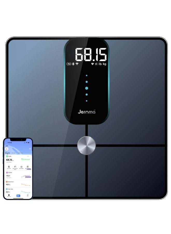 Jeroma Core+ Smart Body Scale, Digital Bathroom Scale for Body Weight and Fat, Bluetooth Scale with App, BMI Analyzer & 23 Health Metrics, 180kg Capacity Smart Body Composition Scale