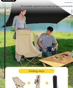 Alternative view of DUNISO Heavy Duty Folding Camping Chair with Side Pockets and with Carry Bag, Garden Fish Chair Oxford Fabric Chair Outdoor Lounge Chair for Fishing, Camping, Picnics, BBQs, Beach & Outdoor Activities