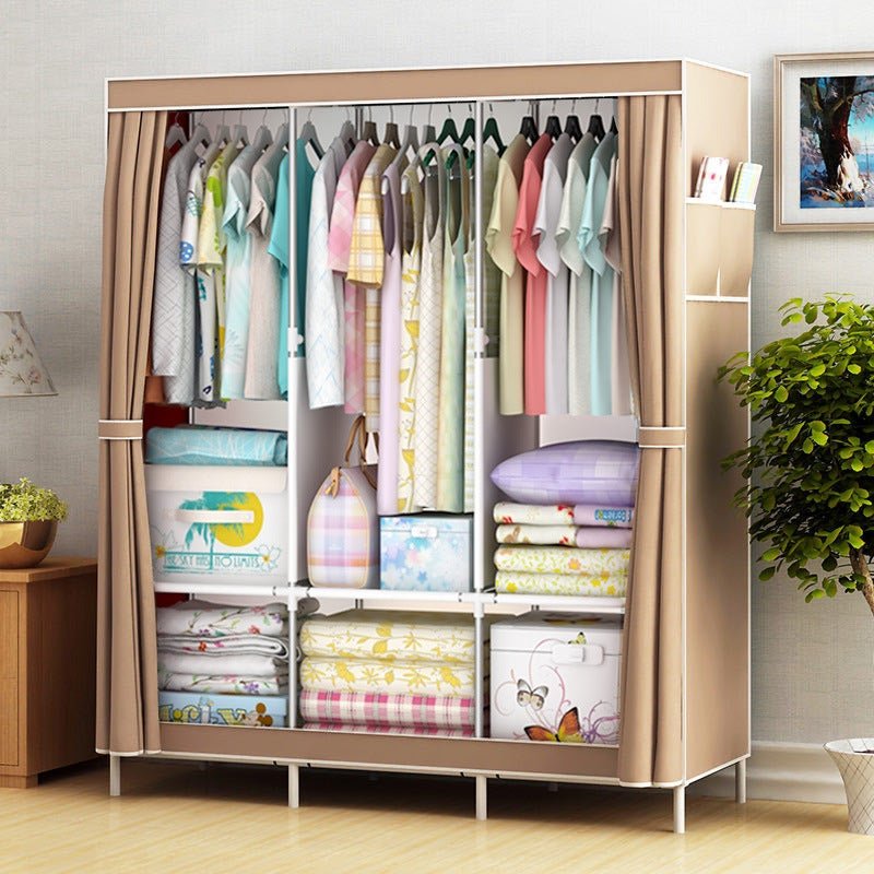 Self-Pickup Simple Wardrobe Fabric Wardrobe With Reinforced Steel Frame, Single-Person Storage, Dustproof