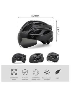 DUNISO Adult bicycle helmet, adjustable mountain riding safety helmet with detachable magnetic goggles, suitable for both men and women，black - Image 3