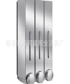 Hotel hotel manual pressing soap dispenser single double three-head wall-mounted hand sanitizer bottle shampoo shower dew dispenser 6028 silver three cups