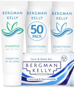 BERGMAN KELLY Rectangular Hotel Soap Bars Shampoo  Conditioner 3Piece Set 05 oz each 150 pc White Tea Delight Guests wRevitalizing  Refreshing Mini Travel Toiletries  Bulk Amenities