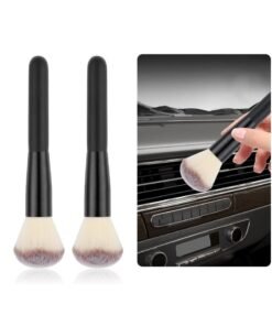 Oasisgalore 2 Pcs Beige Car Detailing Brush Set, Soft & Thick for Leather, Dashboard, Air Vent Cleaning, Scratch-Free